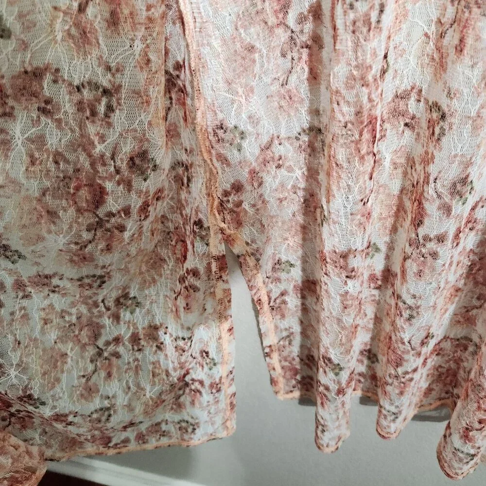 Cato Duster Cardigan Size 14 Floral Sheer Pink Orange Swim Coverup